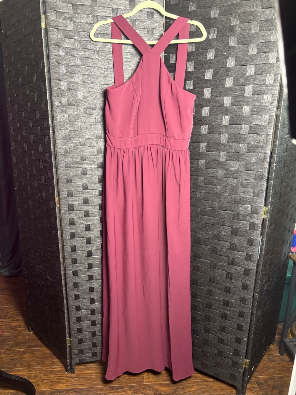 Bill Levkoff Dusty Rose Cross-Back Maxi Dress